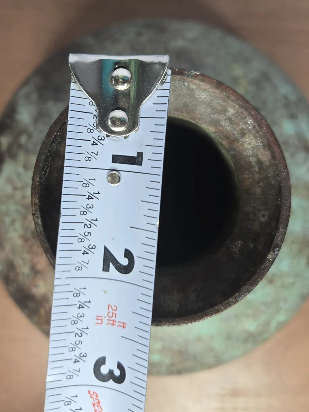 Heavy Patina Solid Metal Globular Vase 7